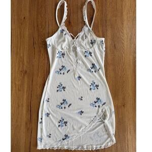 Unbranded White Ribbed Mini Slip Dress, Size XS